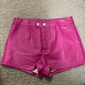 Hot pink High waisted vegan leather shorts